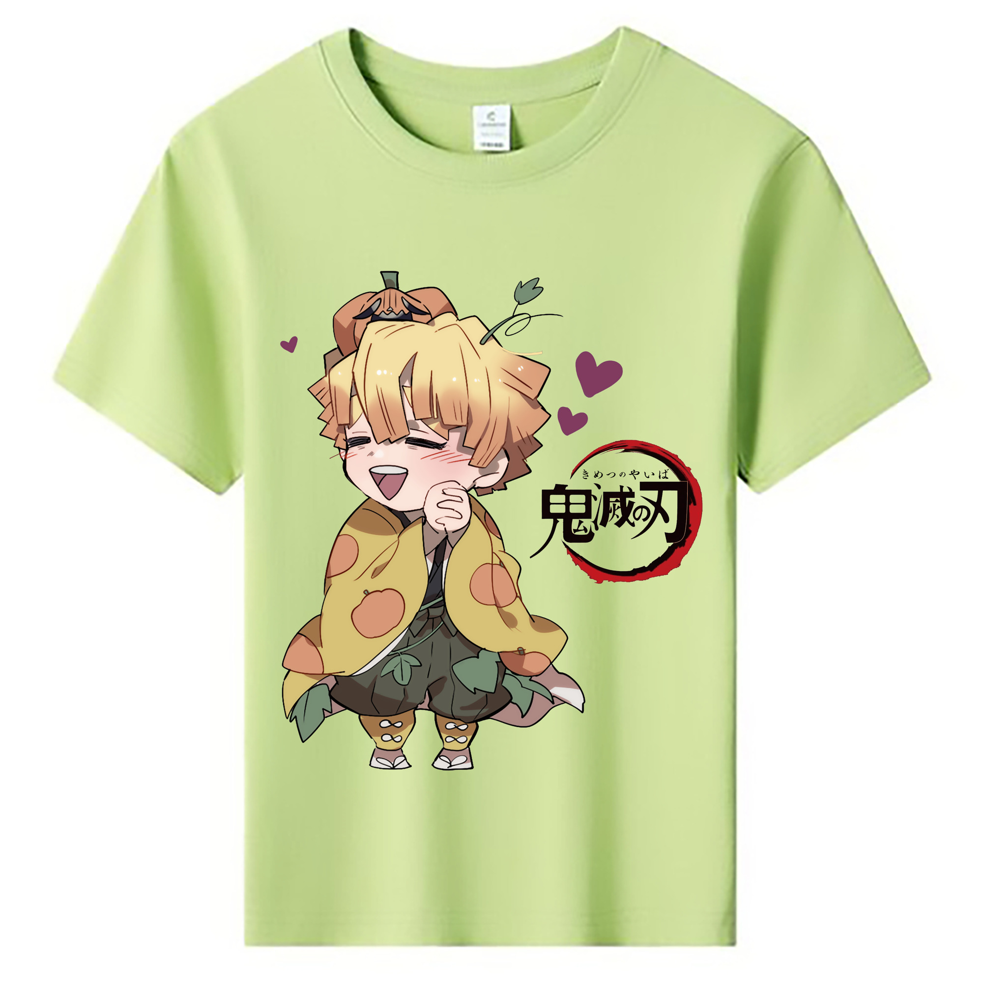 （画像用） 鬼滅の刃（きめつのやいば）我妻 善逸／あがつま ぜんいつ Agatsuma Zenitsu 綿100％キッズTシャツ（フロントプリント）